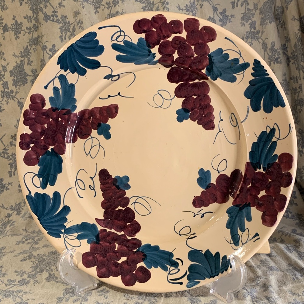 VTG Italian Pottery LS Lamas 14" Hand-Painted Serving Platter MCM